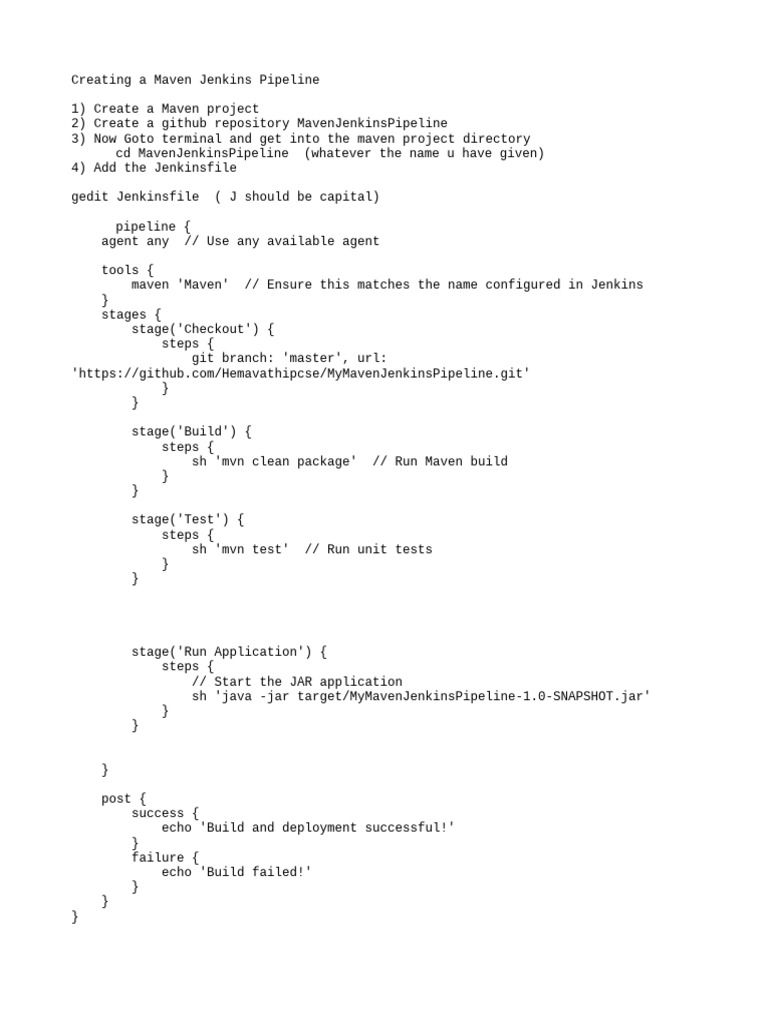 Jenkins Maven Pipeline Setup Guide | PDF | Version Control | Software ...