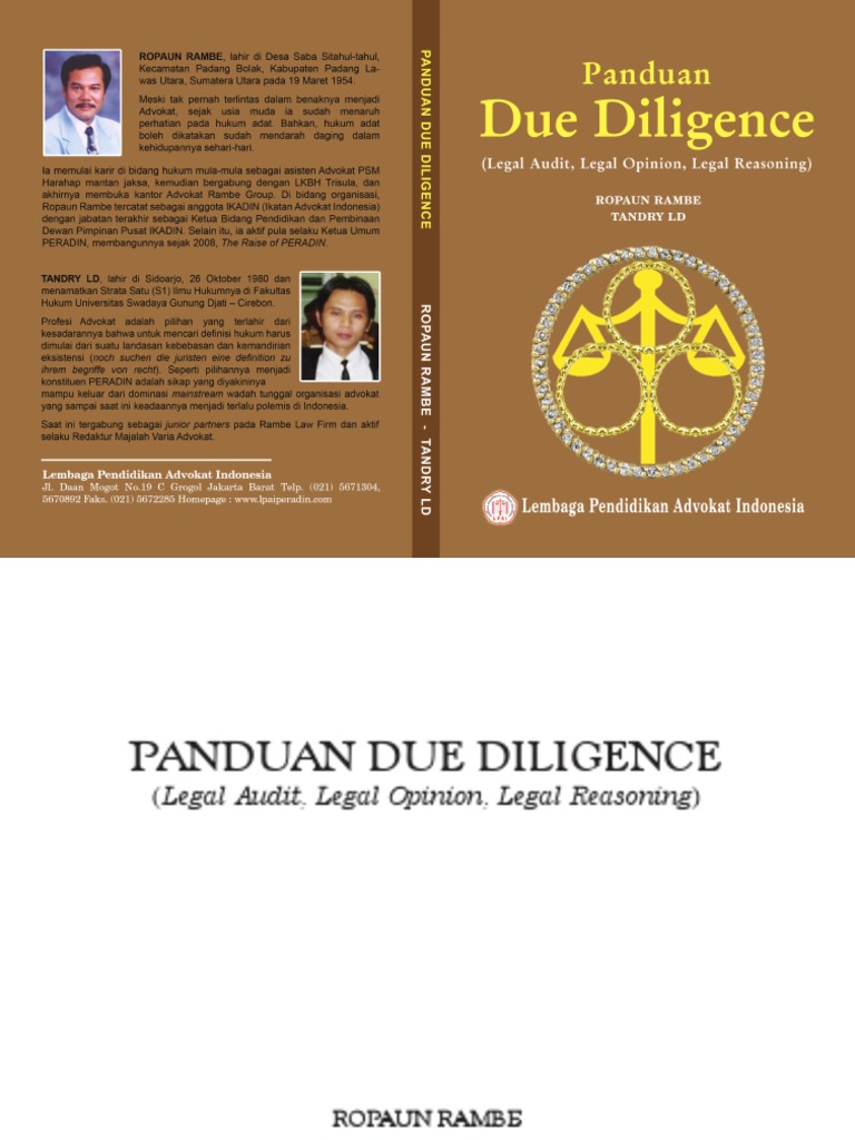 Panduan Due Diligence (Legal Audit, Legal Opinion, Legal 