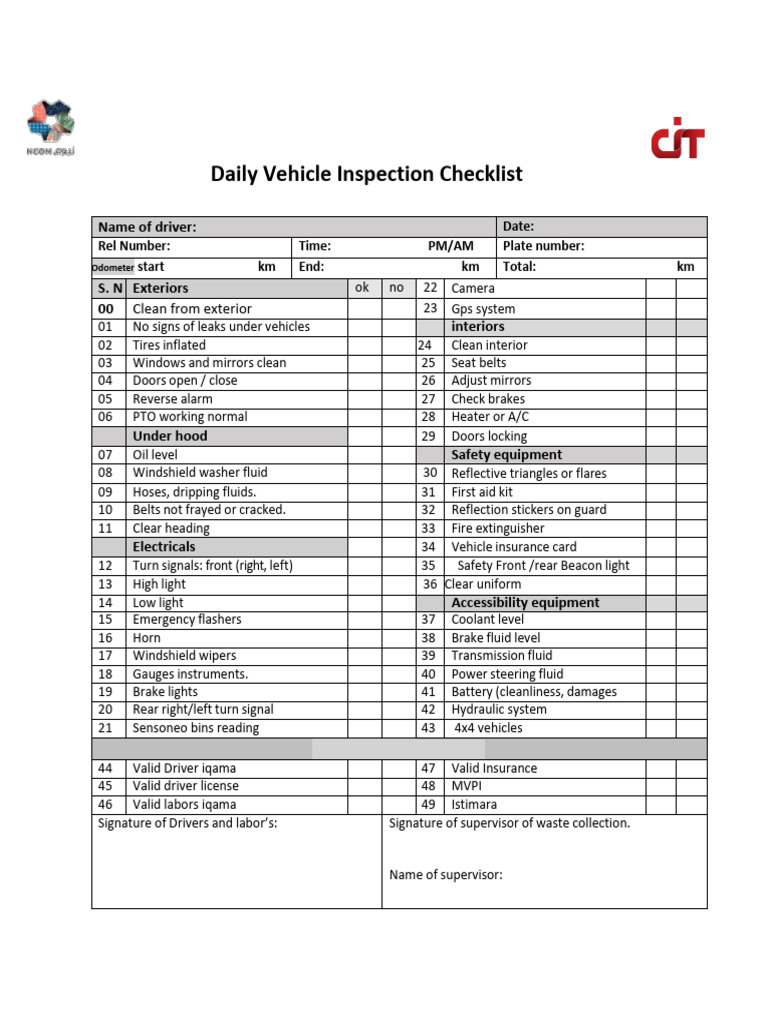 REL Daily Inspection Checklist | PDF