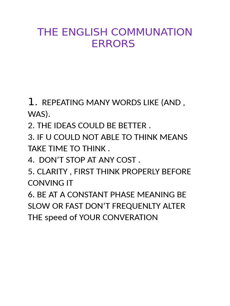 The English Communation Errors | PDF