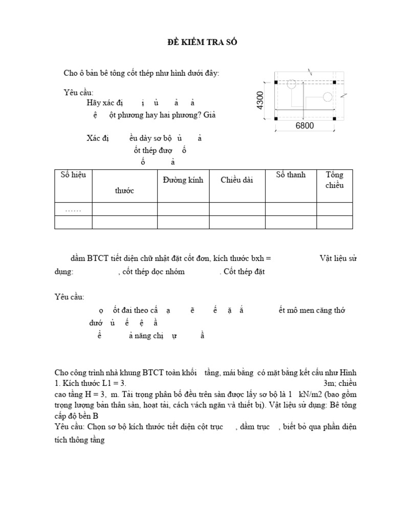 BÀI KIỂM TRA BTCT | PDF