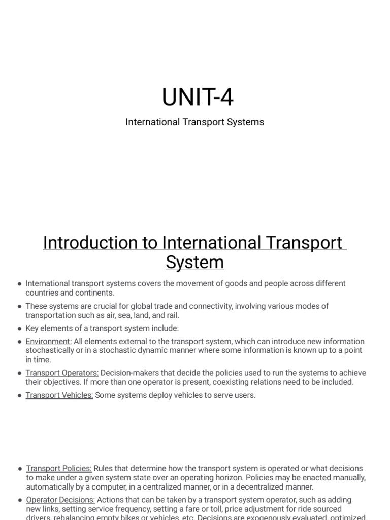 Overview of International Transport Systems | PDF | Transport | Cargo