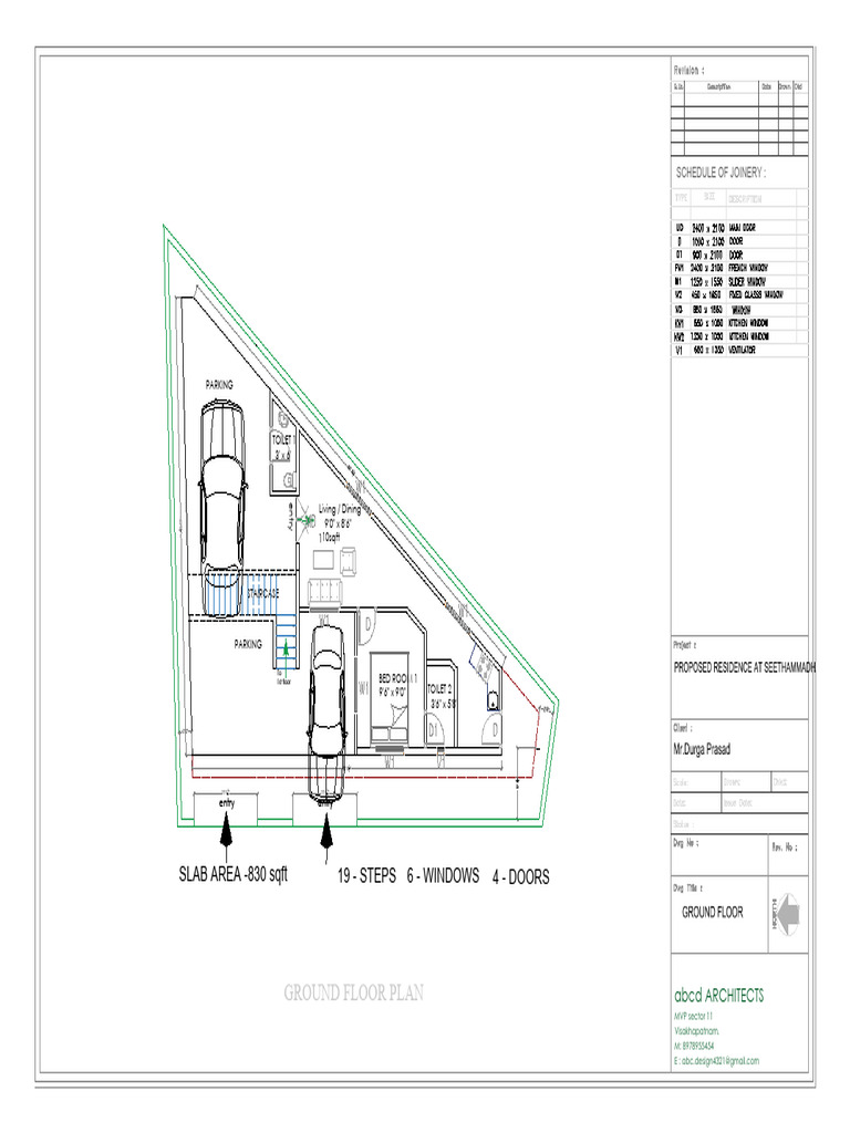 MR - Durga Prasad Residence Ground Floor Plan | PDF