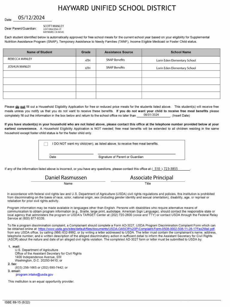NSLP Acceptance Letter | PDF