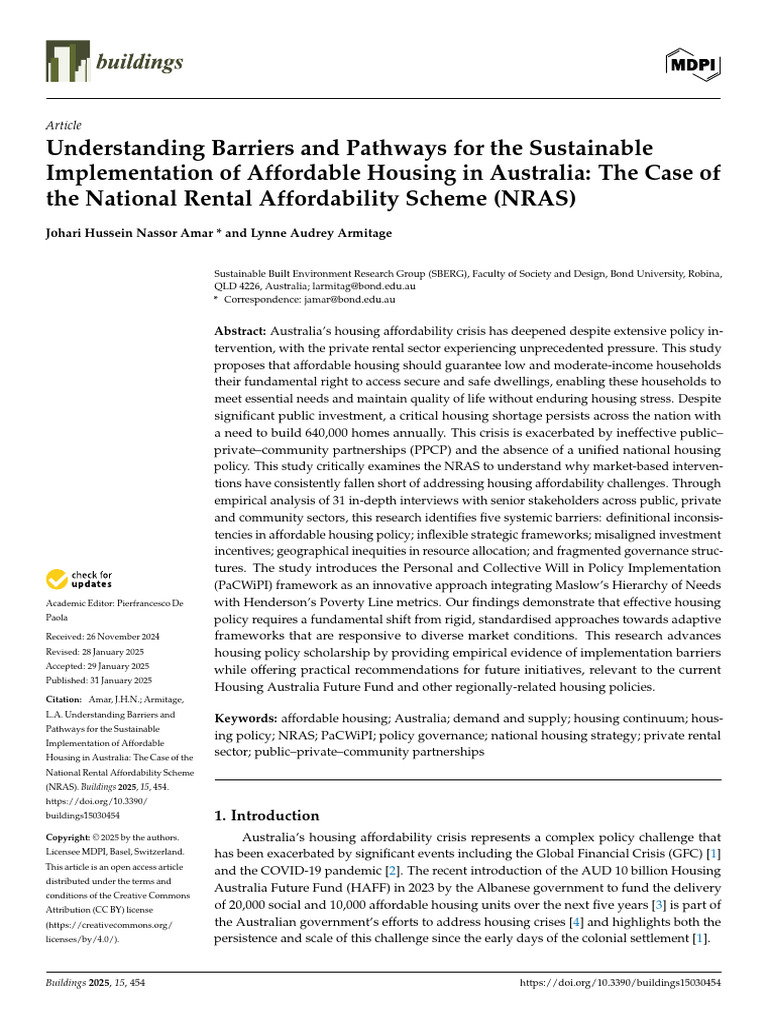 Barriers to Affordable Housing in Australia | PDF | Affordable Housing ...