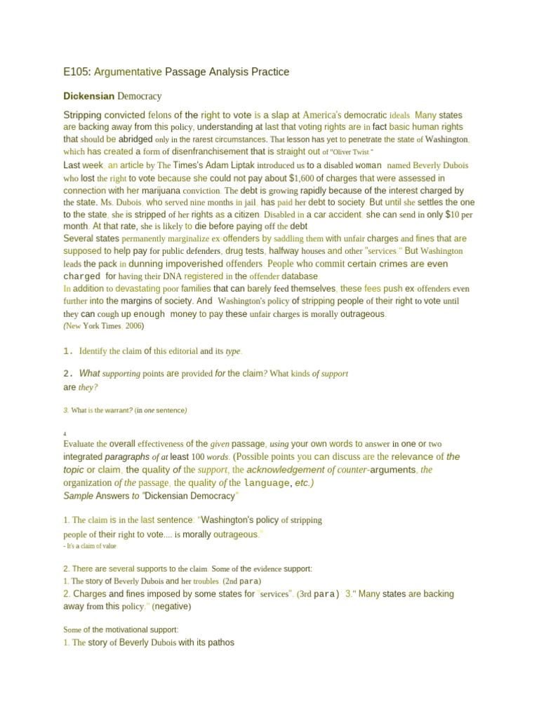 Argument Analysis Practice 1, 2 & Solved Sample | PDF | Suffrage