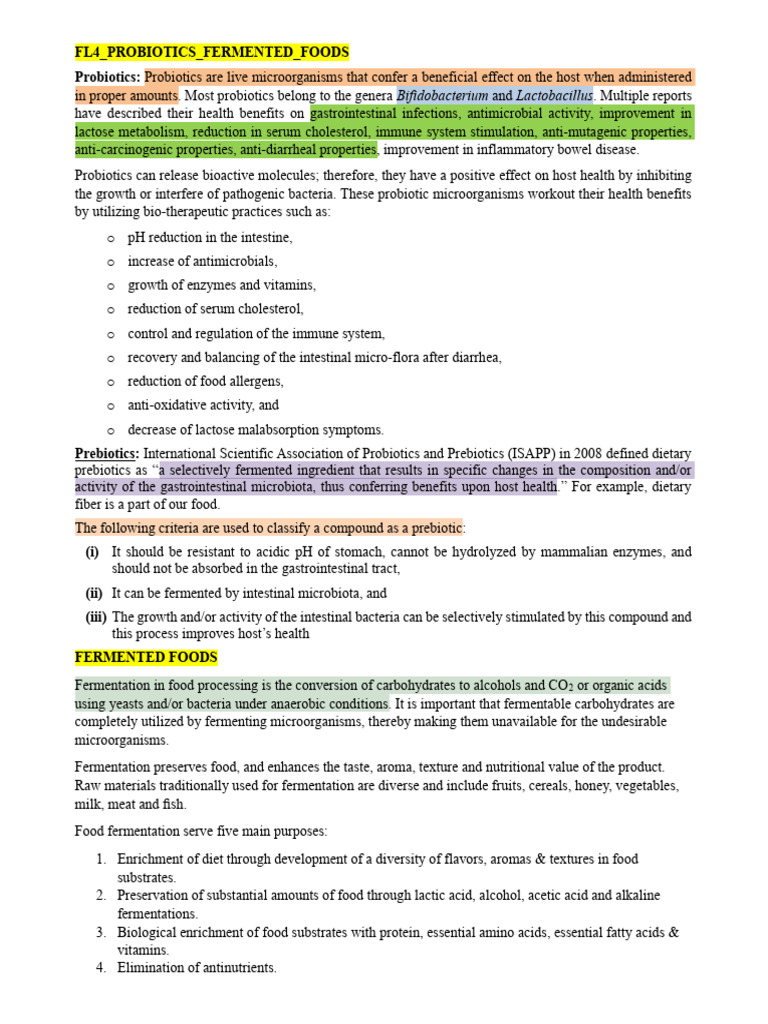 Probiotics and Fermented Foods Guide | PDF | Fermentation In Food ...