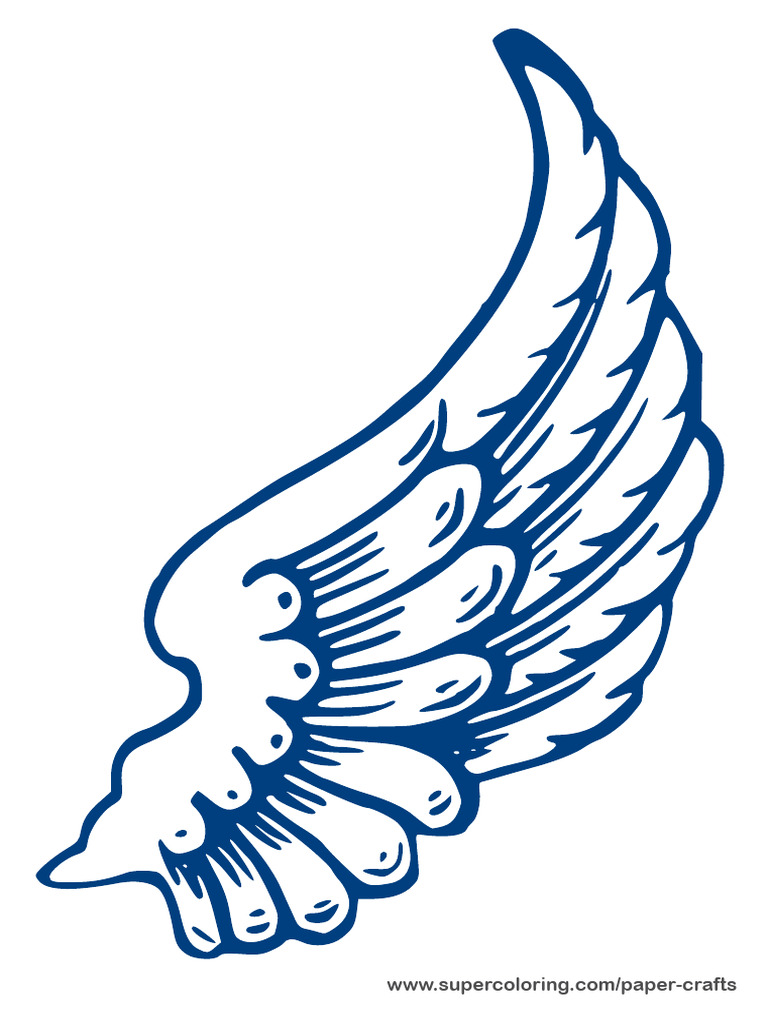 Blue Left Angel Wing Template Paper Craft PDF