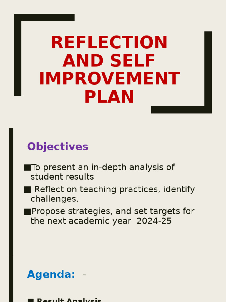 On Reflection and Self Improvement Plan IT | PDF | Learning ...