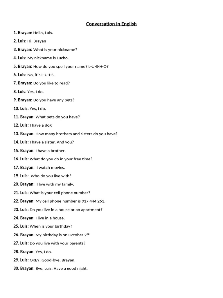 English Conversation Practice Example | PDF