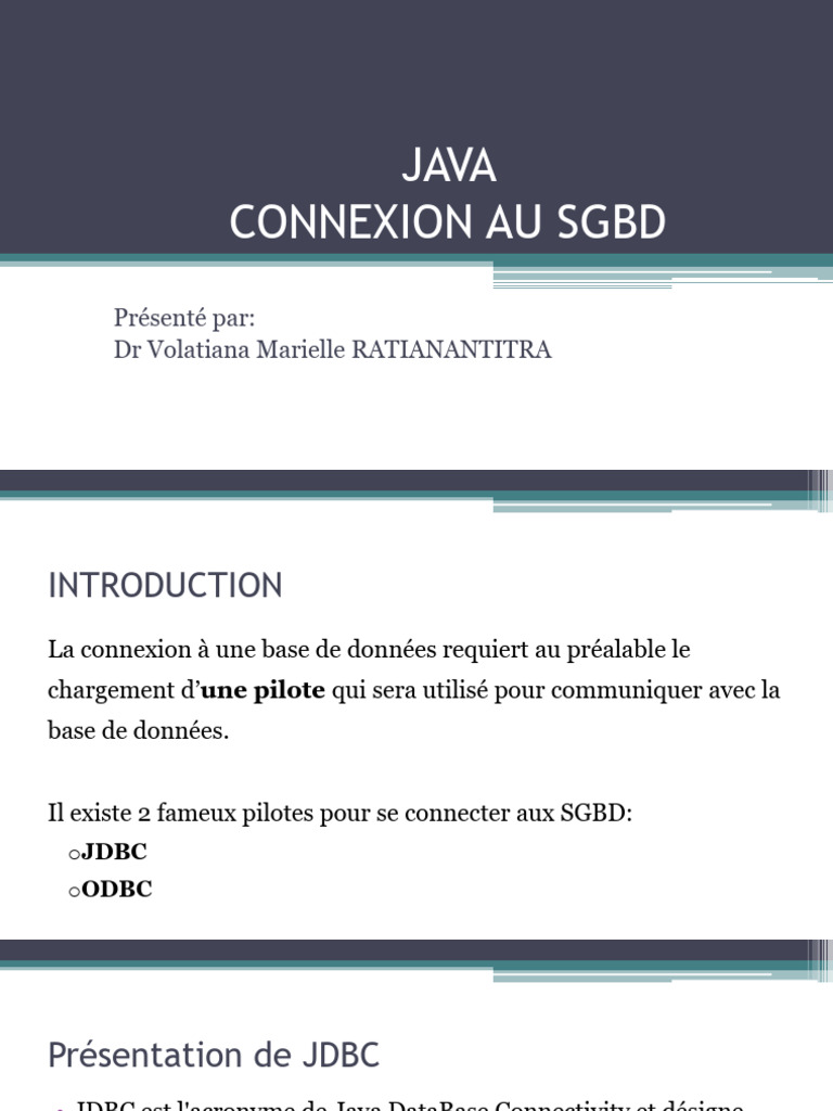 Connexion Java aux SGBD : JDBC et ODBC | PDF | Java (Langage de ...