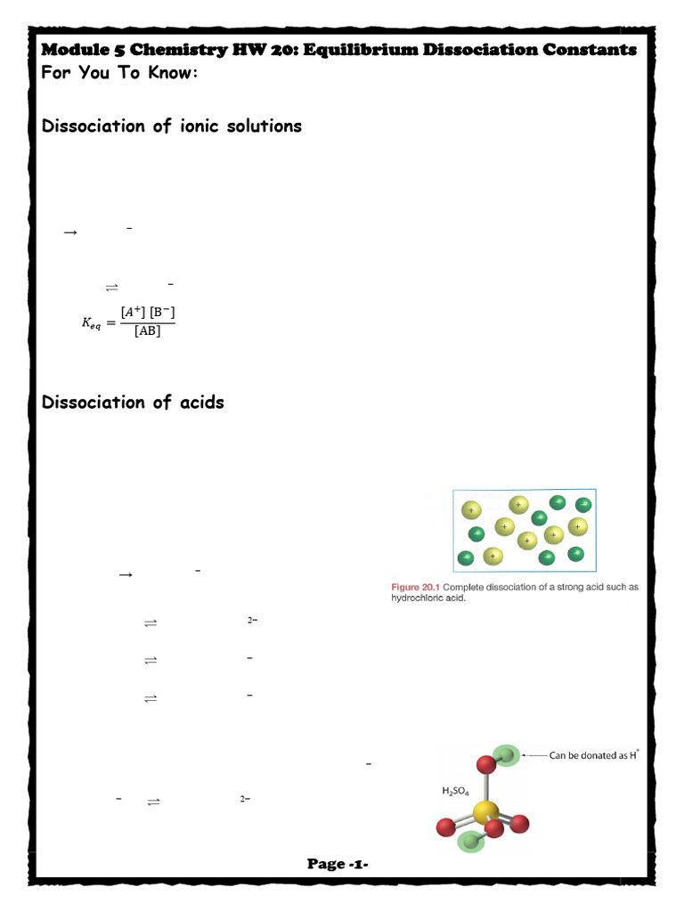 M5 Chemistry Homework 20 - Equilibrium Dissociation Constants | PDF ...