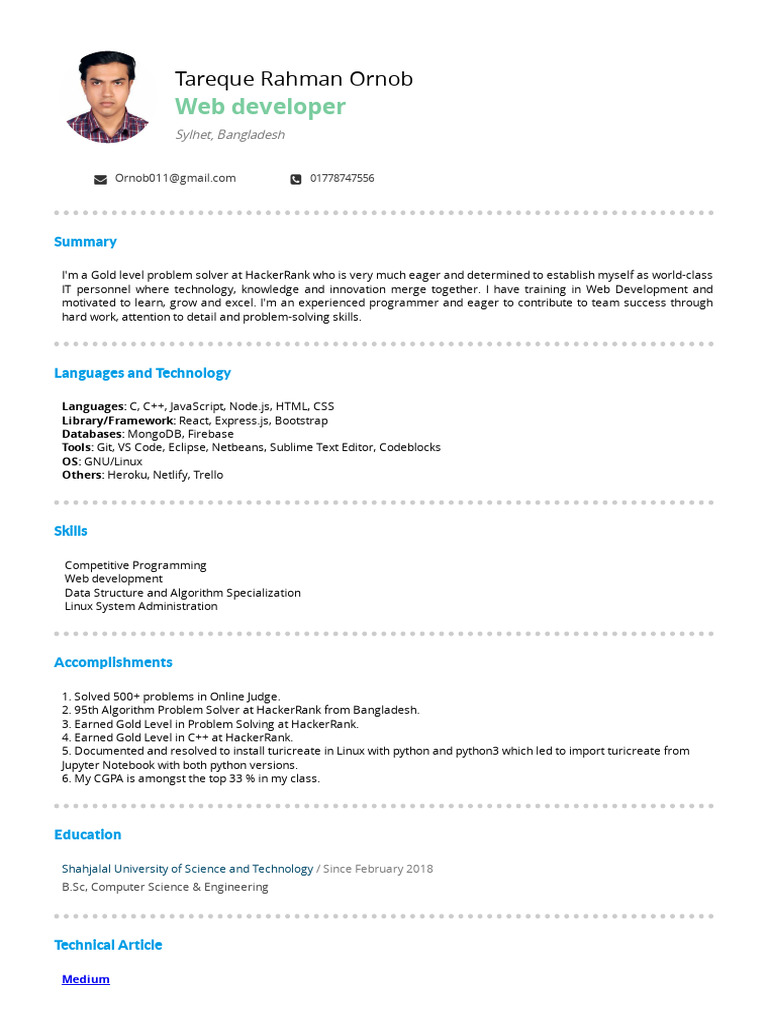 Ornob CV | PDF | Bootstrap (Front End Framework) | Java Script
