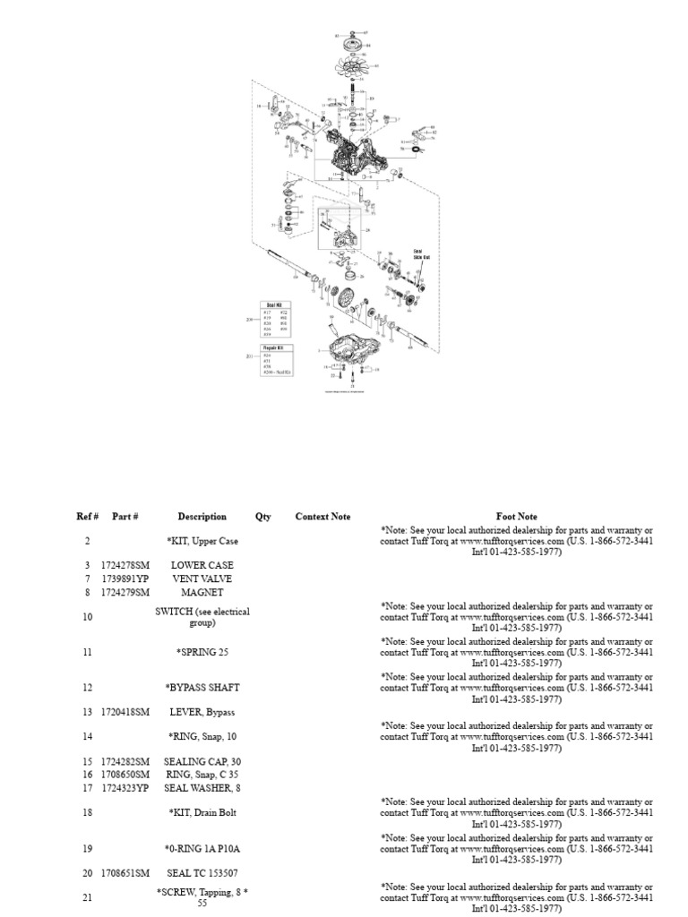 Tuff Torq K46 Parts List and Kits | PDF | Axle | Machines