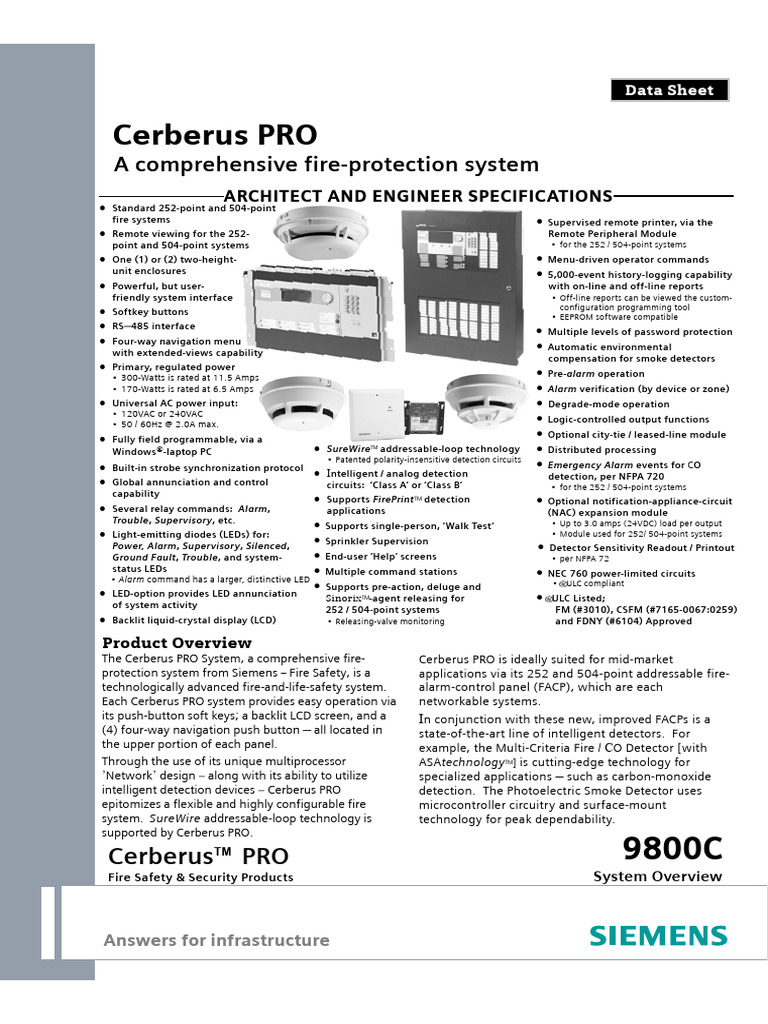 Cerberus PRO Fire Protection System Overview | PDF | Computer ...