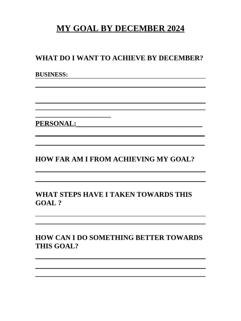 Goal Setting for December 2024 | PDF