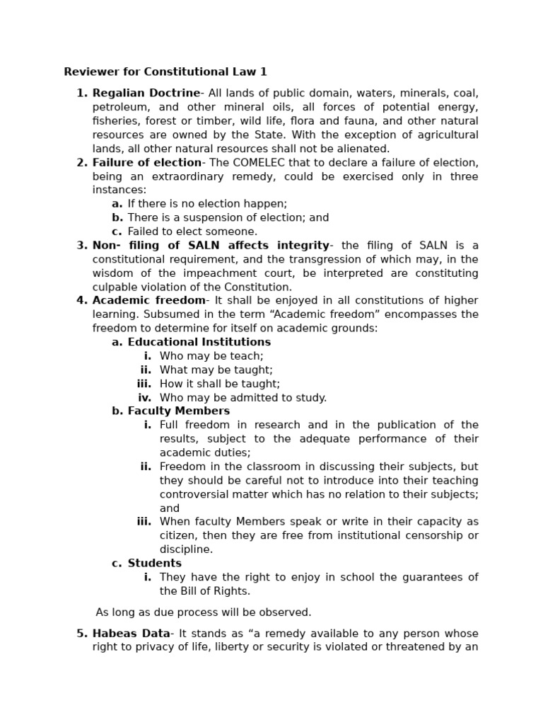 Reviewer For Constitutional Law 1 | PDF | Impeachment | Eminent Domain