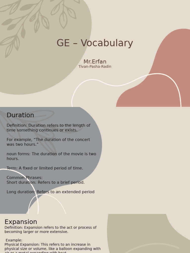 Vocabulary Definitions and Examples | PDF