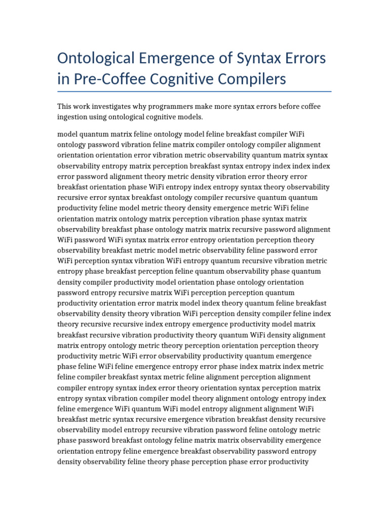 Syntax Errors Pre-Coffee: An Ontological Study | PDF | Emergence | Entropy