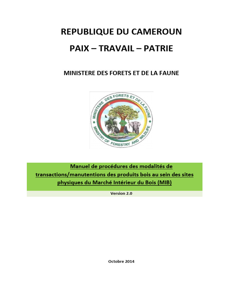 Manuel des procédures du MIB au Cameroun | PDF | Bois | Marché (Économie)