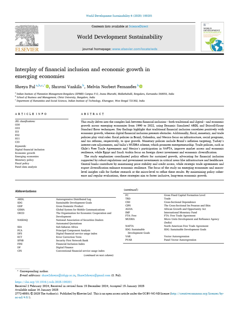 Interplay of Financial Inclusion and Economic Growth in Emerging ...