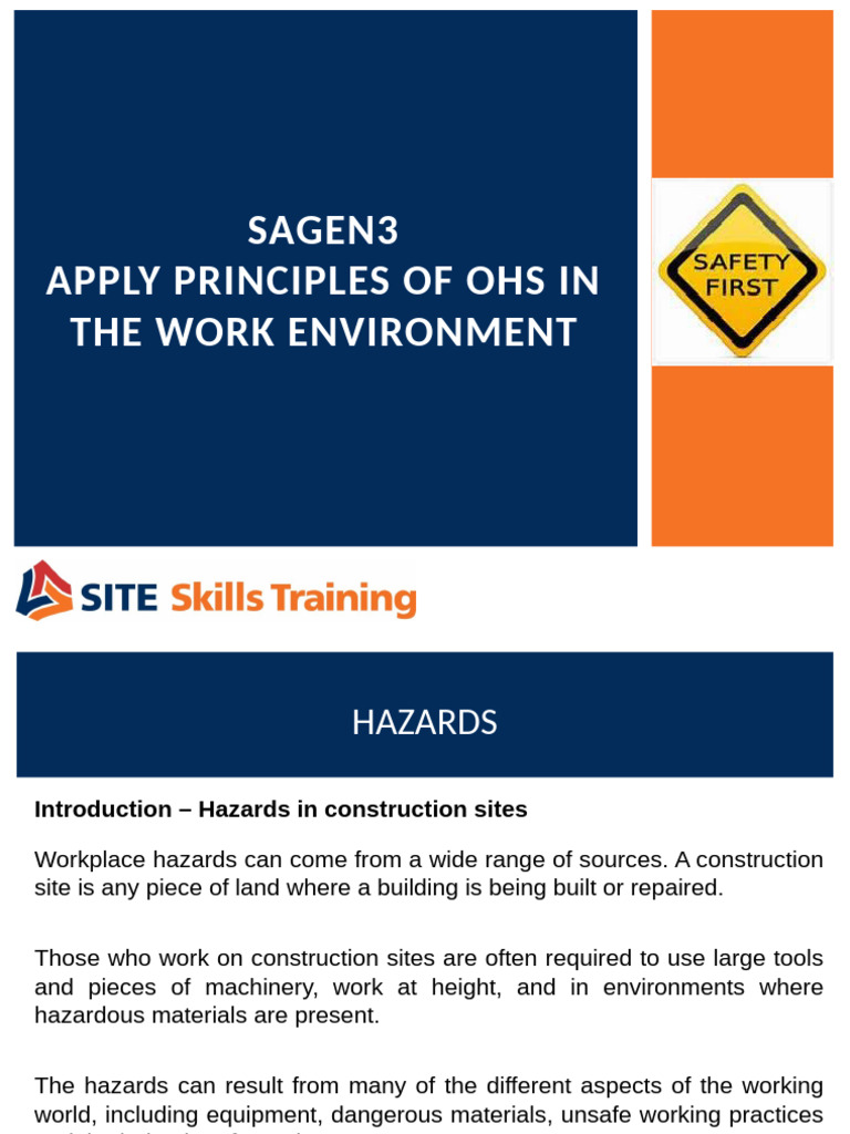 Apply Principles of OHS | PDF