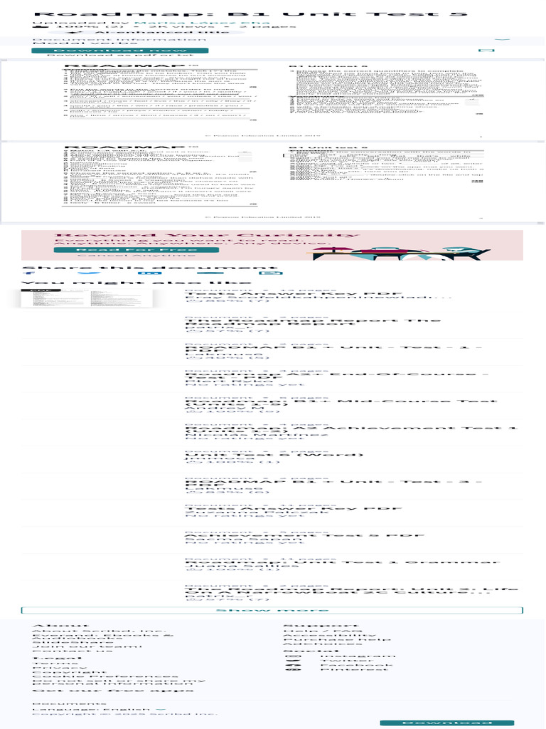 Roadmap B1 Unit Test 5 PDF | PDF