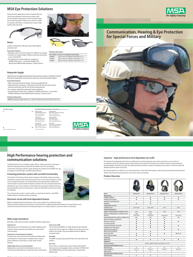MSA Eye and Hearing Protection Solutions | PDF | Microphone | Headphones
