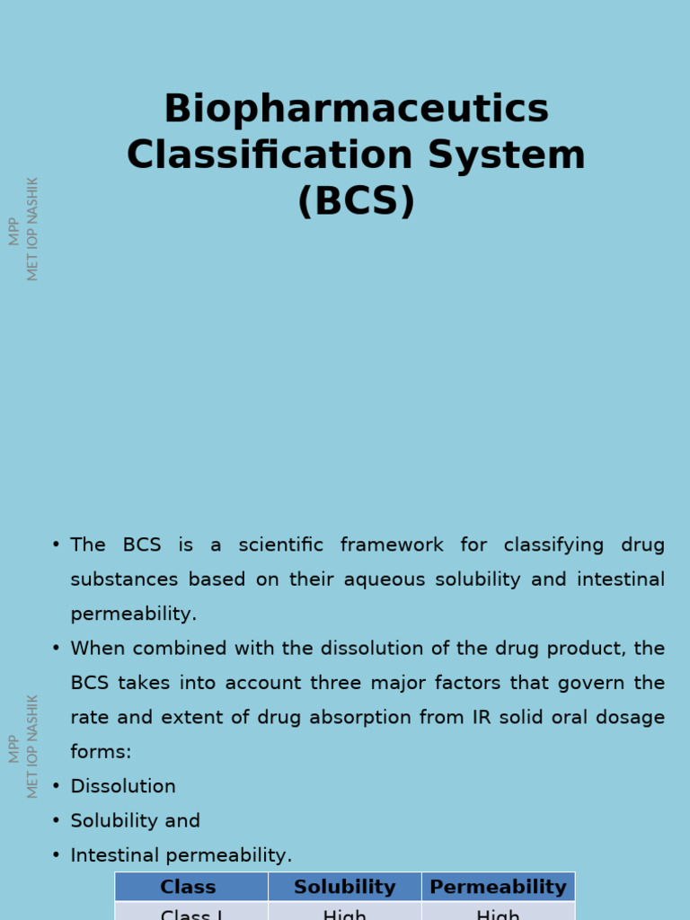 Biopharmaceutics Classification System Overview | PDF | Solubility ...