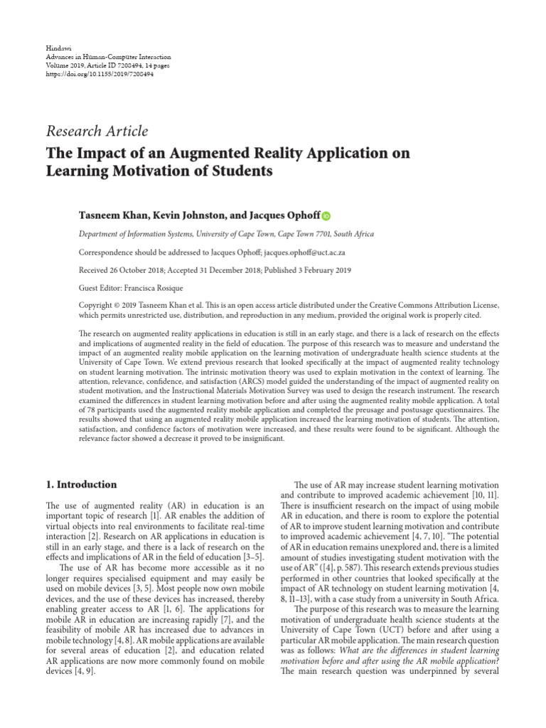 The Impact of An Augmented Reality Application On | PDF | Augmented ...