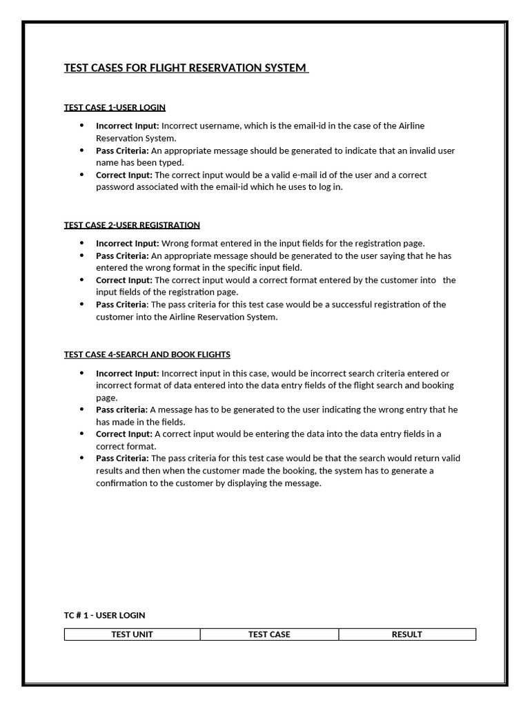 Flight Reservation System Test Cases | PDF | User (Computing) | Login