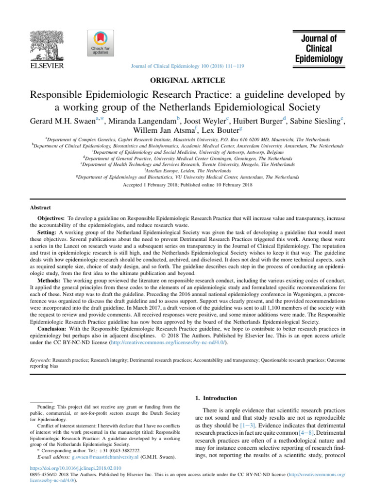 Responsible Epidemiologic Research Guidelines | PDF | Epidemiology | Data
