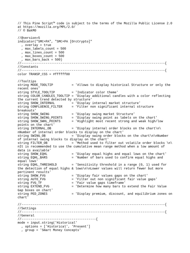 SMC+PA Pine Script Indicator | PDF | Market Trend | Financial Economics