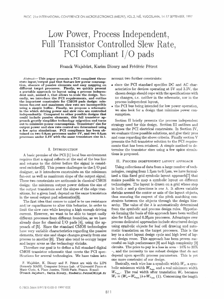 Low Power Process Independent Full Transistor Controlled Slew Rate PCI ...