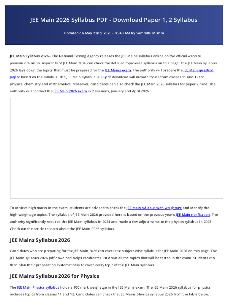 JEE Main 2026 Syllabus Overview PDF | PDF | Chemical Bond | Atomic Orbital