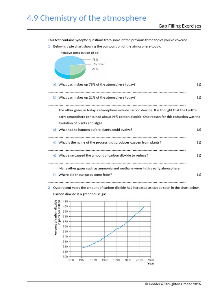 4.9 Chemistry of The Atmosphere | PDF | Atmosphere | Atmosphere Of Earth