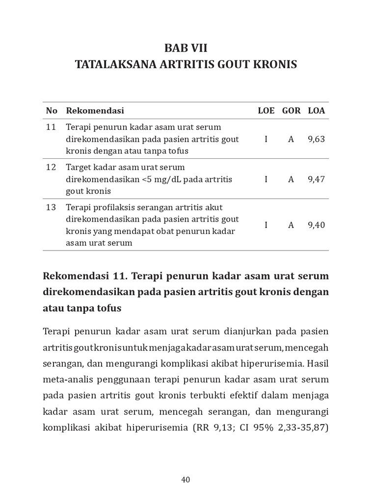 Tatalaksana Artritis Gout Kronis | PDF