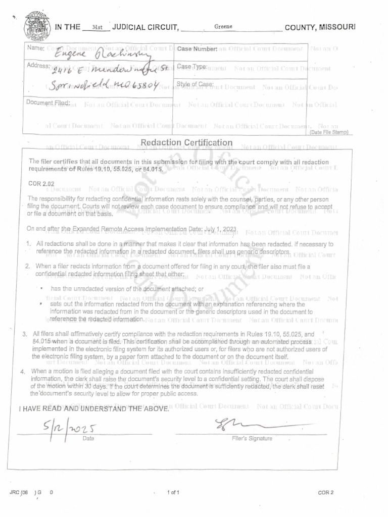Redaction Certification | PDF