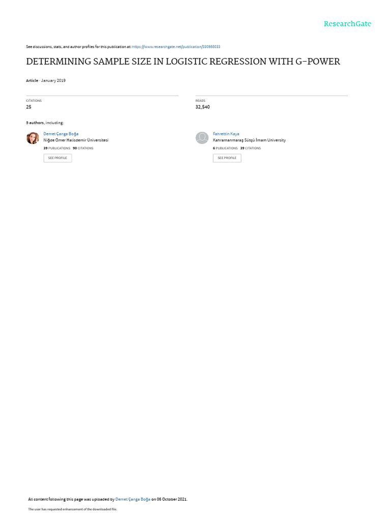 Sample Size in Logistic Regression | PDF | Effect Size | Regression ...