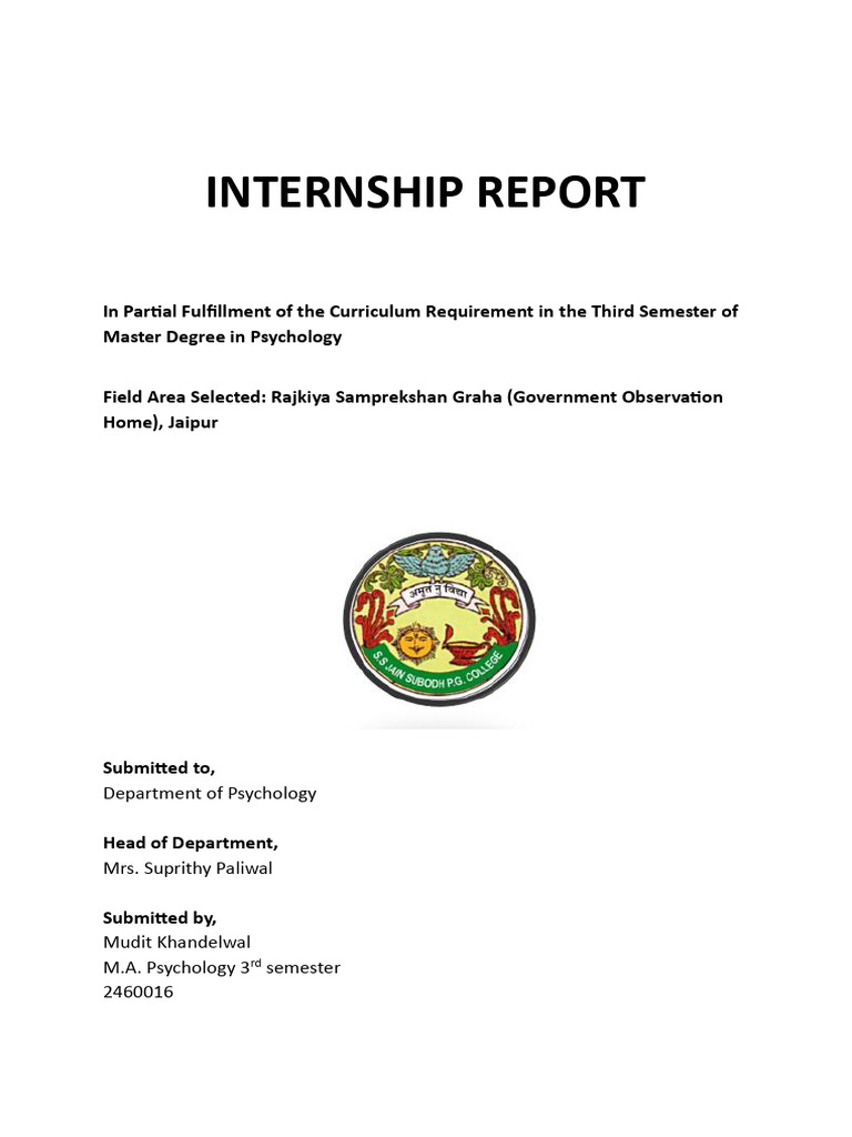 Internship Insights at Jaipur's Observation Home | PDF | Psychotherapy ...