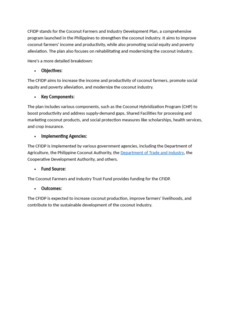 Coconut Farmers Development Plan Overview | PDF