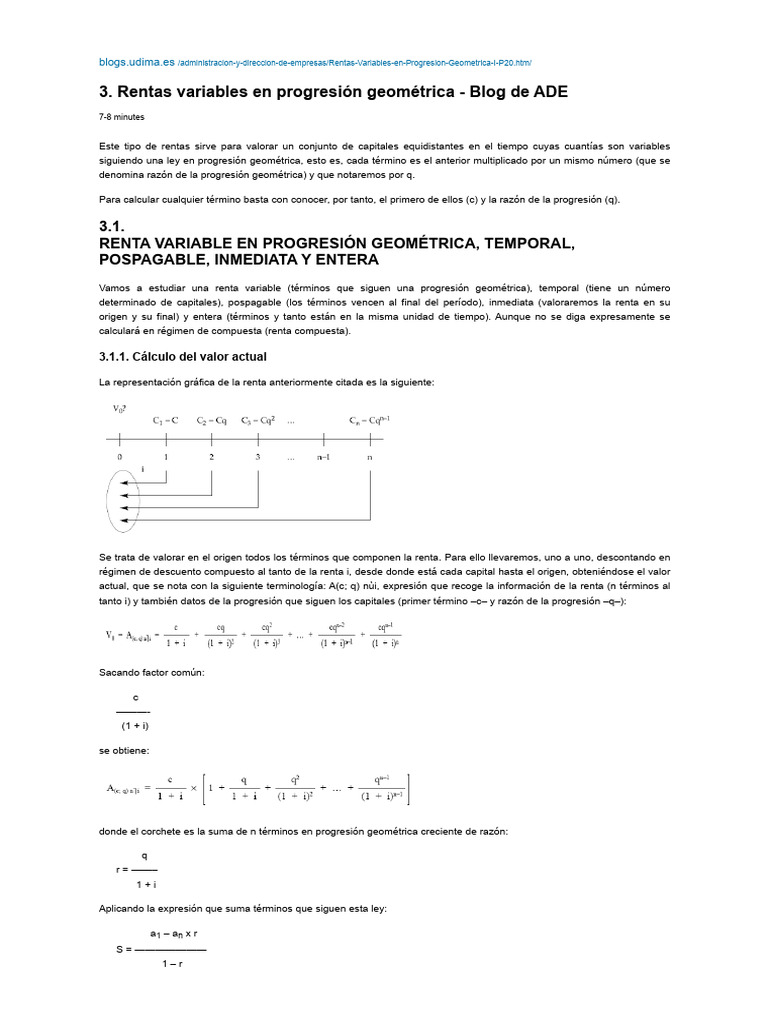 3.3 Rentas Variables en Progresión Geométrica - Blog de ADE | PDF ...