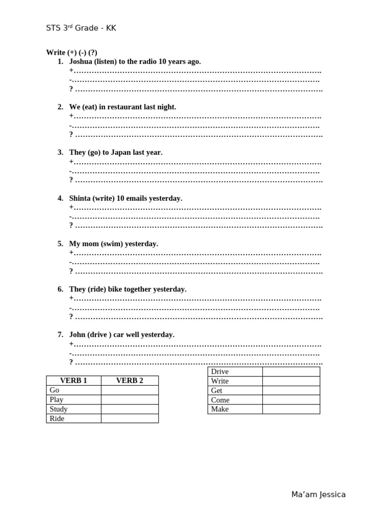 3rd Grade English Grammar Exercises | PDF
