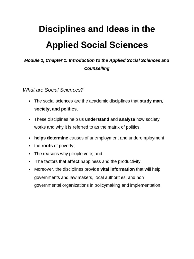 Disciplines and Ideas in The Applied Social Sciences Reviewer | PDF ...