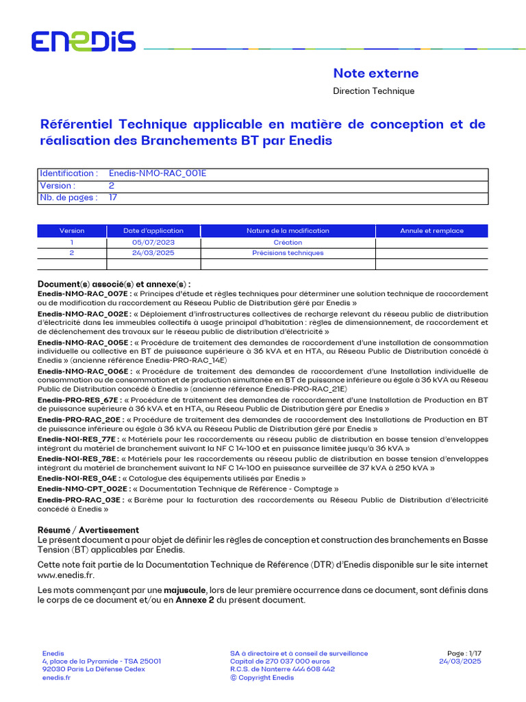 Référentiel Technique des Branchements BT | PDF | Réseau de ...