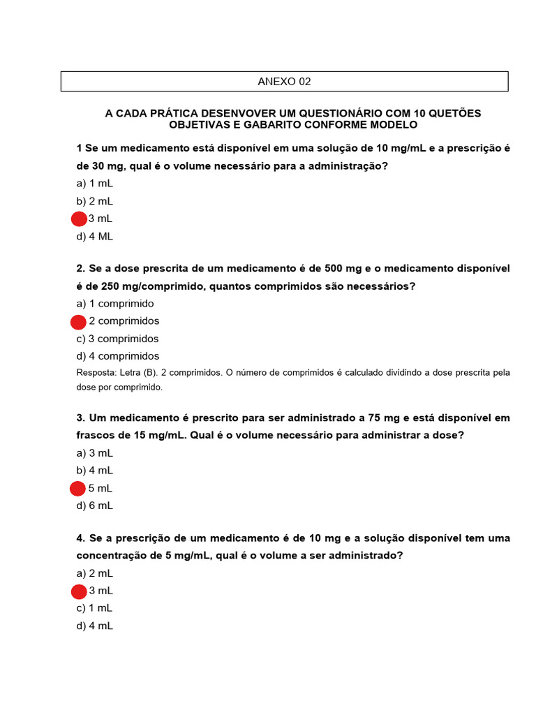 4 ATIVIDADE - Cálculo de Medicamentos - CONCLUÍDA | PDF