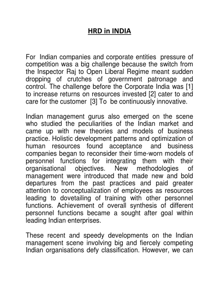 Human Resource Development in India | PDF | Career & Growth