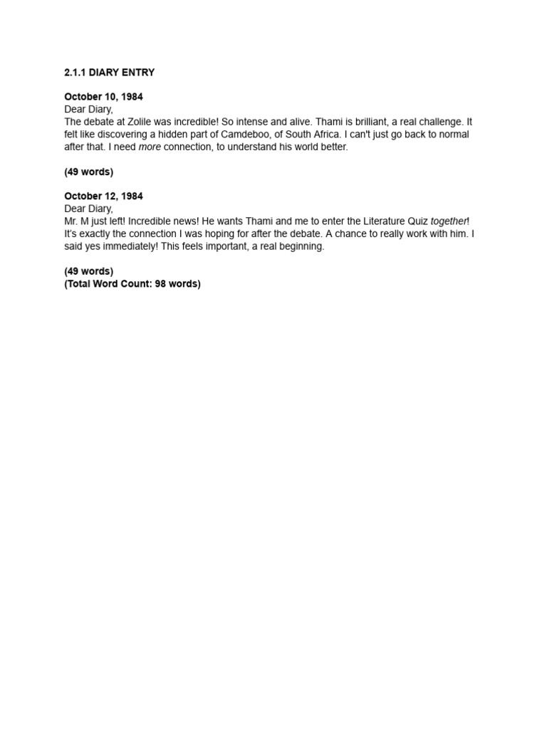Task No. 7 Diary Entry | PDF