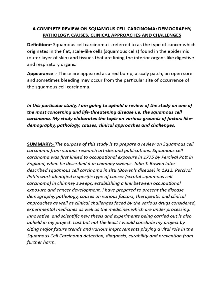 Squamous Cell Carcinoma Overview | PDF | Head And Neck Cancer | P53