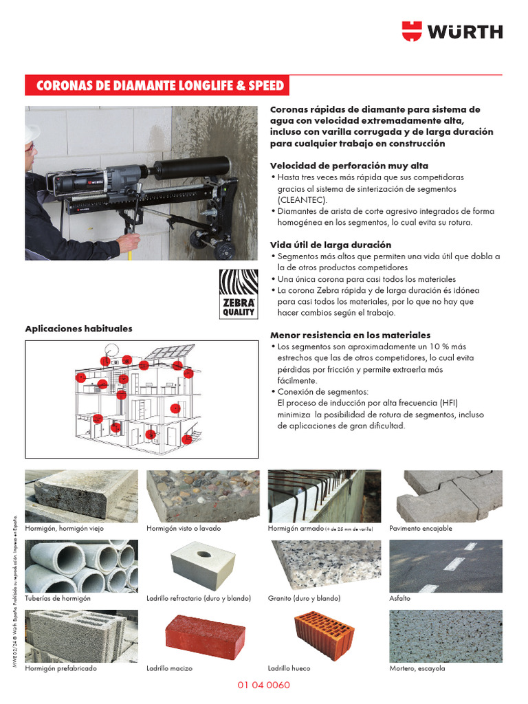 Coronas de Diamante Longlife y Speed | PDF | Hormigón | Ingeniería de ...